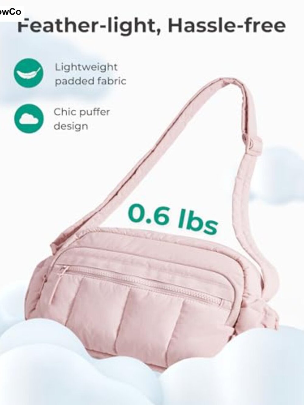 Puffy Quilted Crossbody Bag RFID Wallet Lightweight Travel Purse - Picture 5 of 6